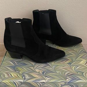 SAINT LAURENT Black Suede Chelsea Ankle Boots